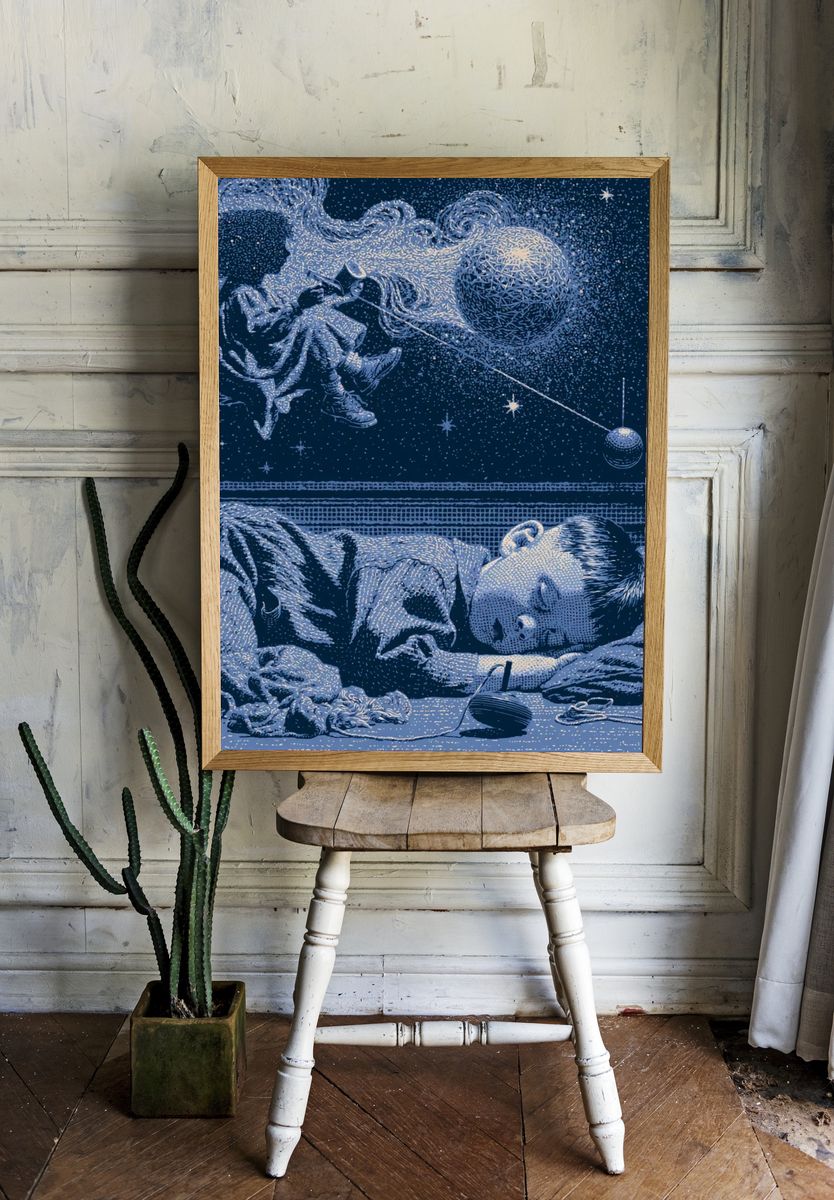 Dreaming Child in Space Poster. room preview