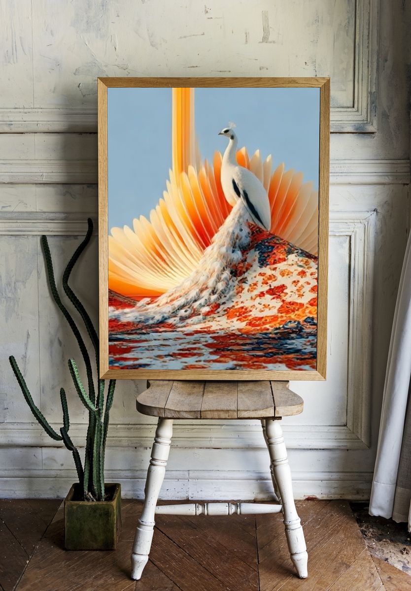 Peacock Surrealism Print. — room view 1