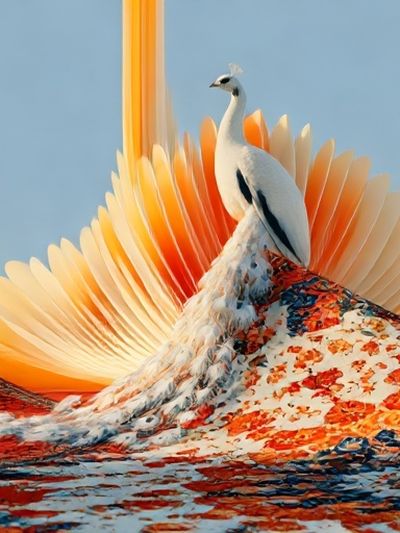 Peacock Surrealism Print. poster