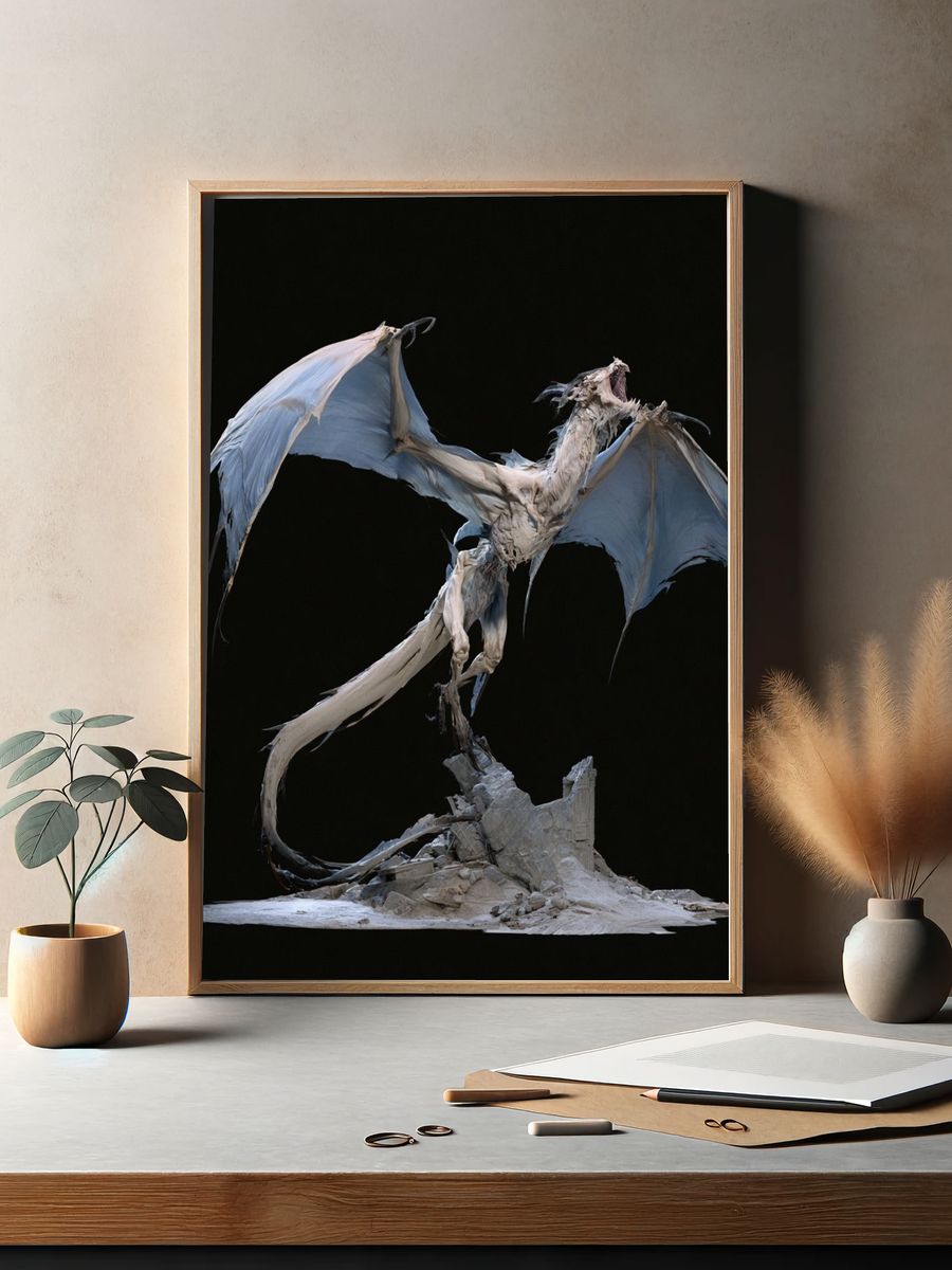 Winged Dragon Surrealism Print. — room view 2
