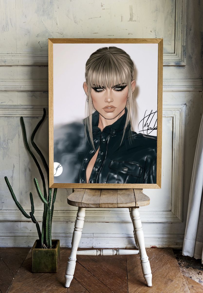Fashion Portrait Illustration Poster. — room view 1