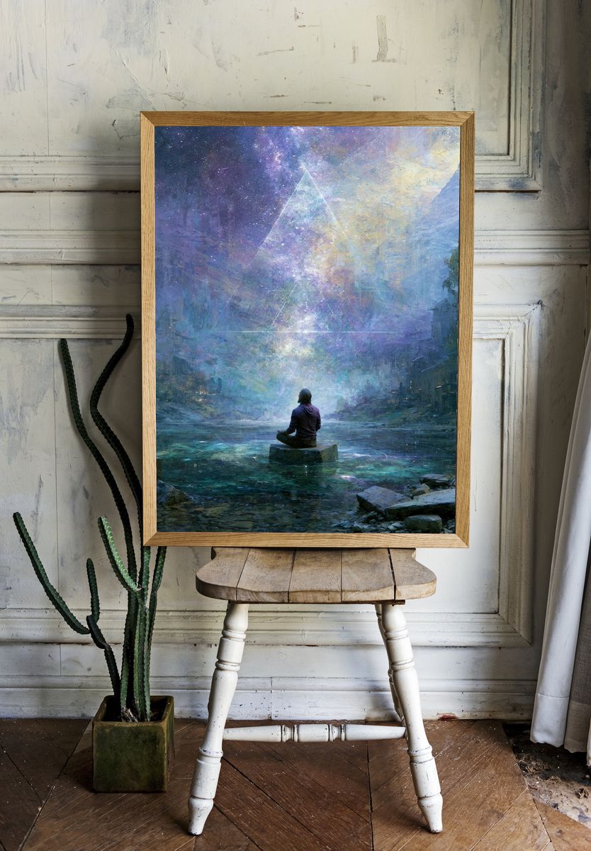 Cosmic Meditation Surrealism Print. room preview