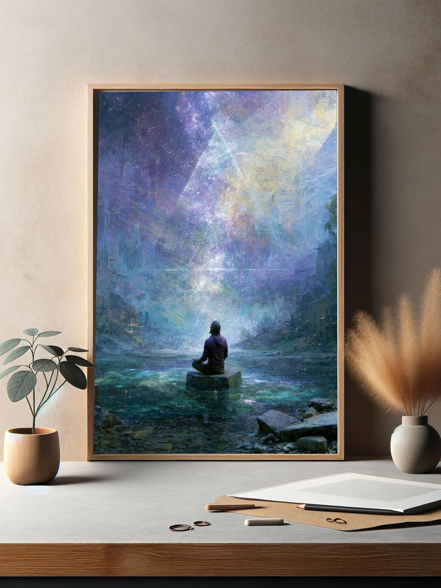 Cosmic Meditation Surrealism Print. — room view 2
