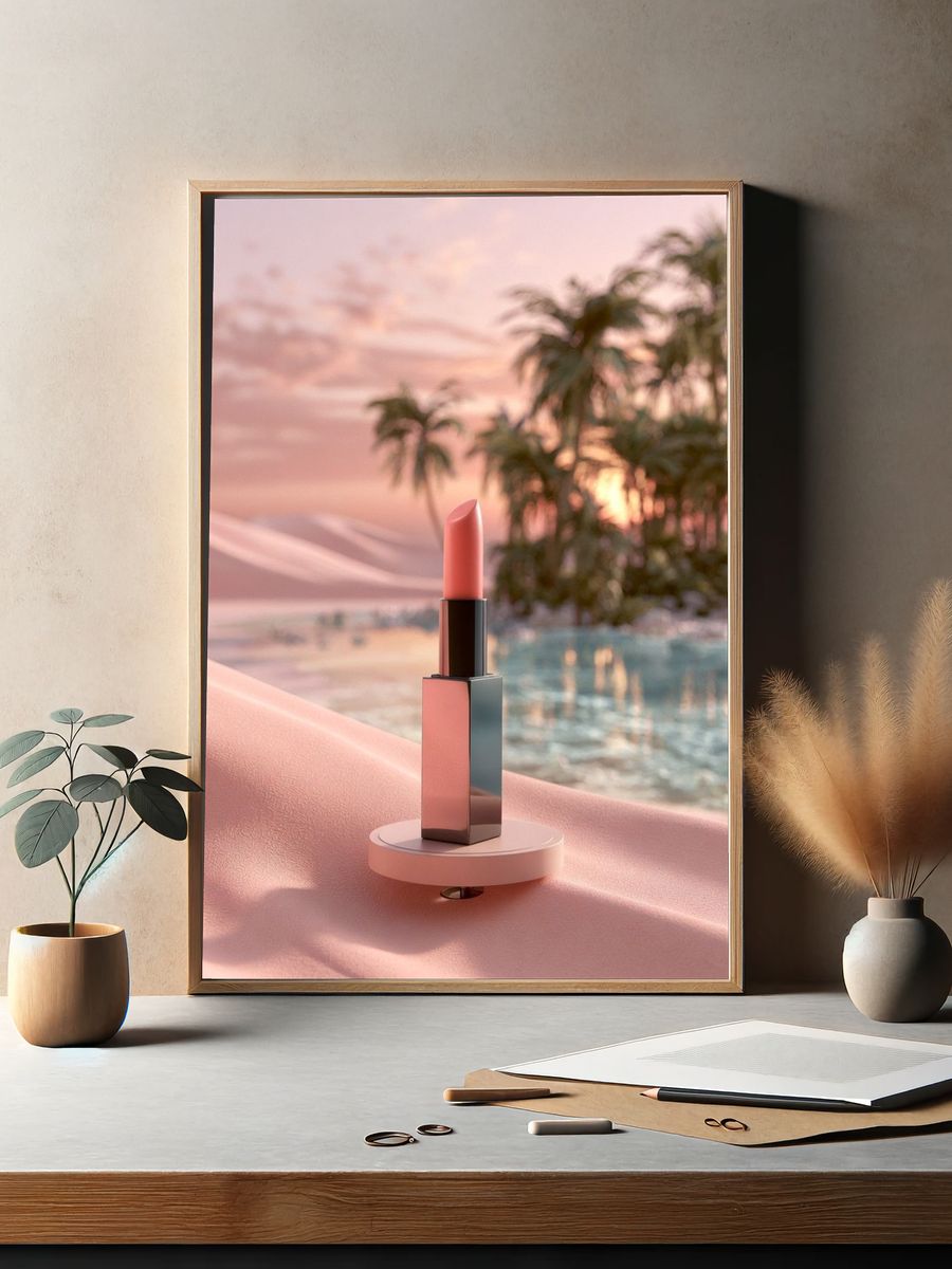 Pink Lipstick Sunset Poster. — room view 2