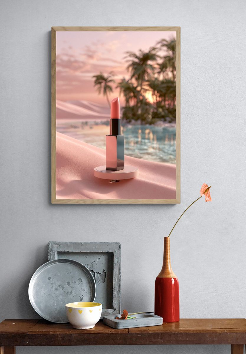 Pink Lipstick Sunset Poster. — room view 3