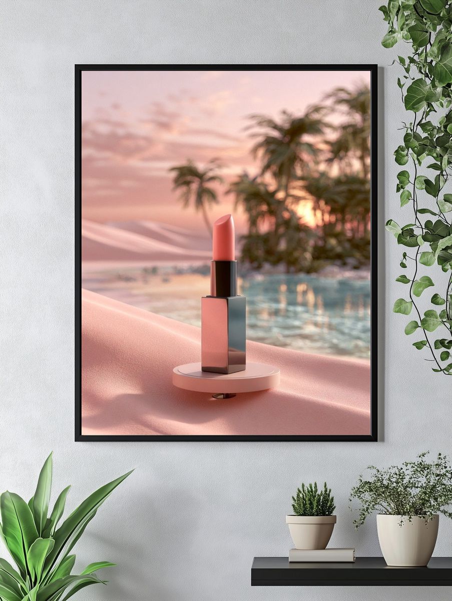 Pink Lipstick Sunset Poster. — room view 4