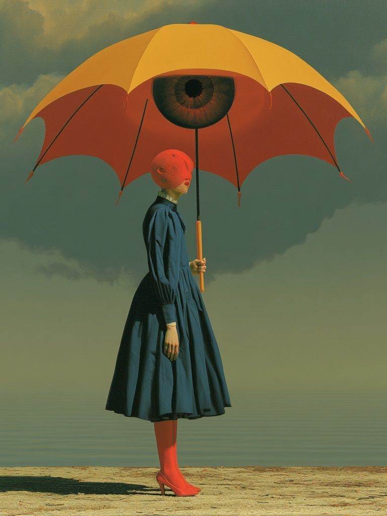 Surreal Umbrella Figure Print. poster — fine-art art