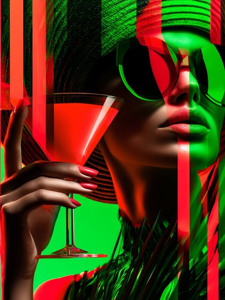 Neon Cocktail Portrait Poster. poster — fashion art