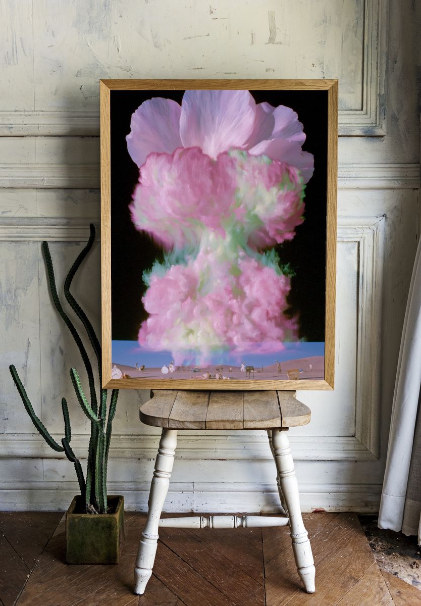 Surreal Bloom Desert Poster. room preview