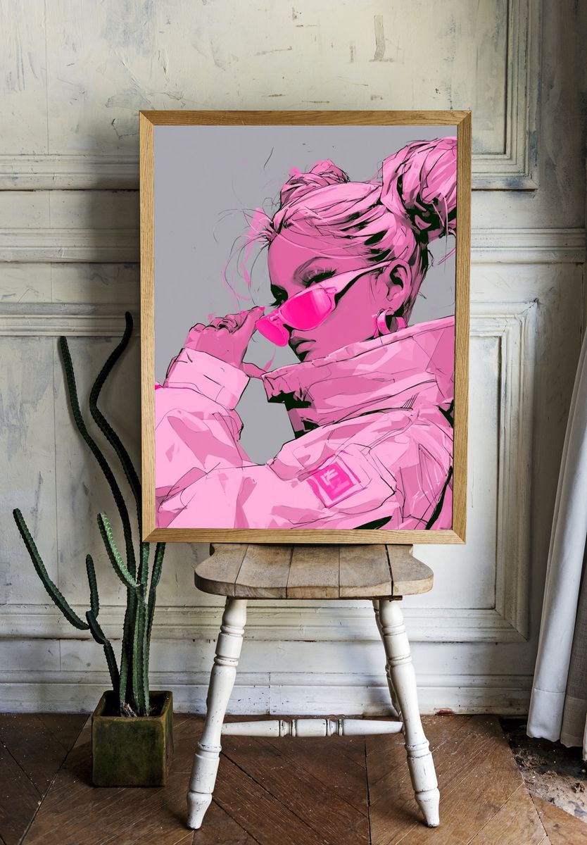Pink Fashion Portrait Poster. room preview