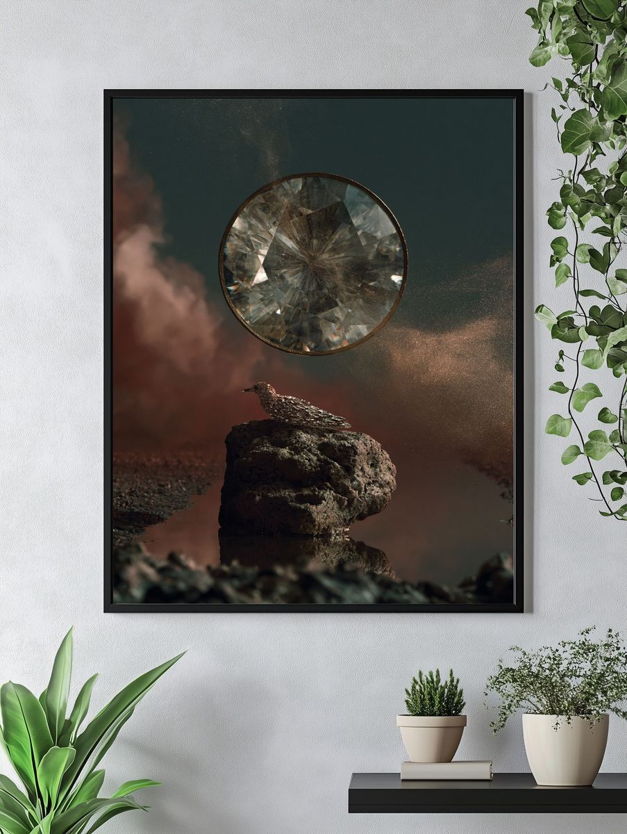 Celestial Bird Surrealism Print. — room view 4