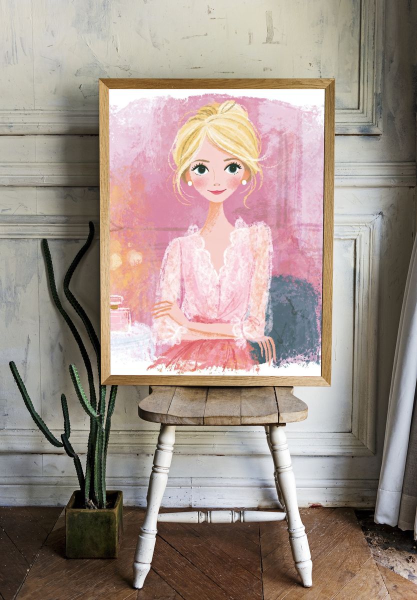 Blonde Fashion Portrait Illustration Poster. room preview