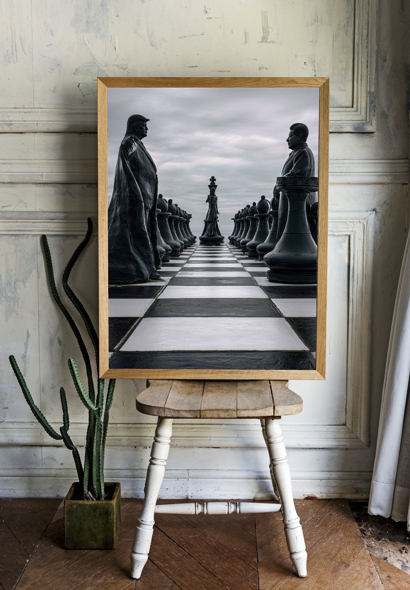 Surreal Giant Chessboard Print. — room view 1
