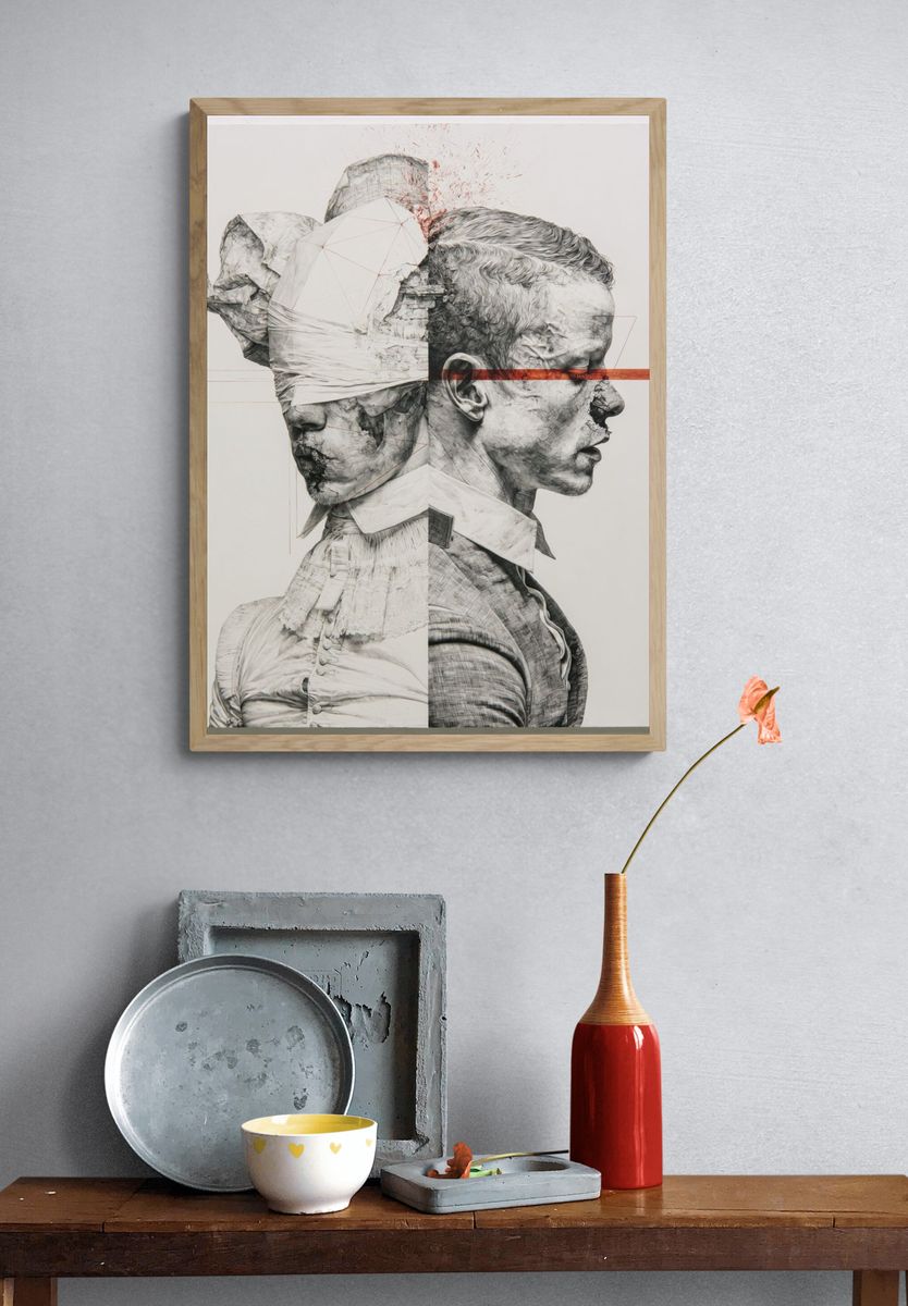 Dual Portrait Surrealism Print. — room view 3