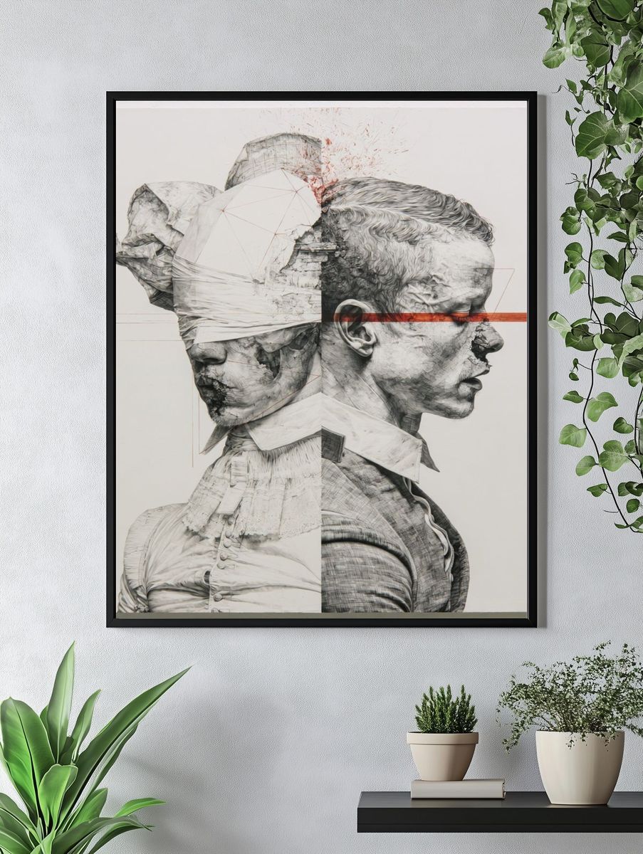 Dual Portrait Surrealism Print. — room view 4
