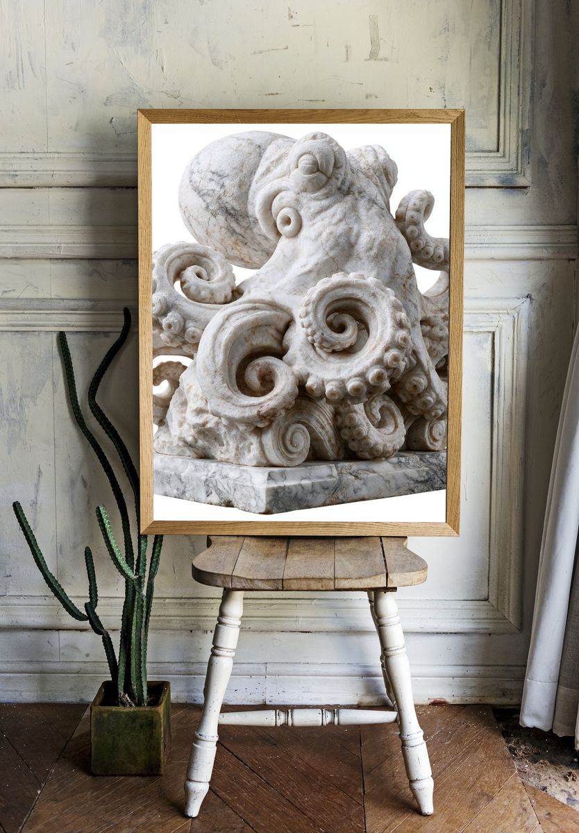 Marble Octopus Sculpture Print. — room view 1