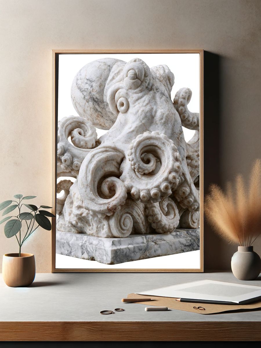 Marble Octopus Sculpture Print. — room view 2