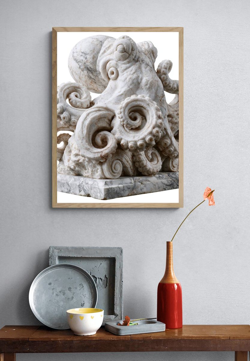 Marble Octopus Sculpture Print. — room view 3