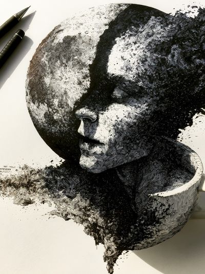 Surreal Moon Portrait Print.