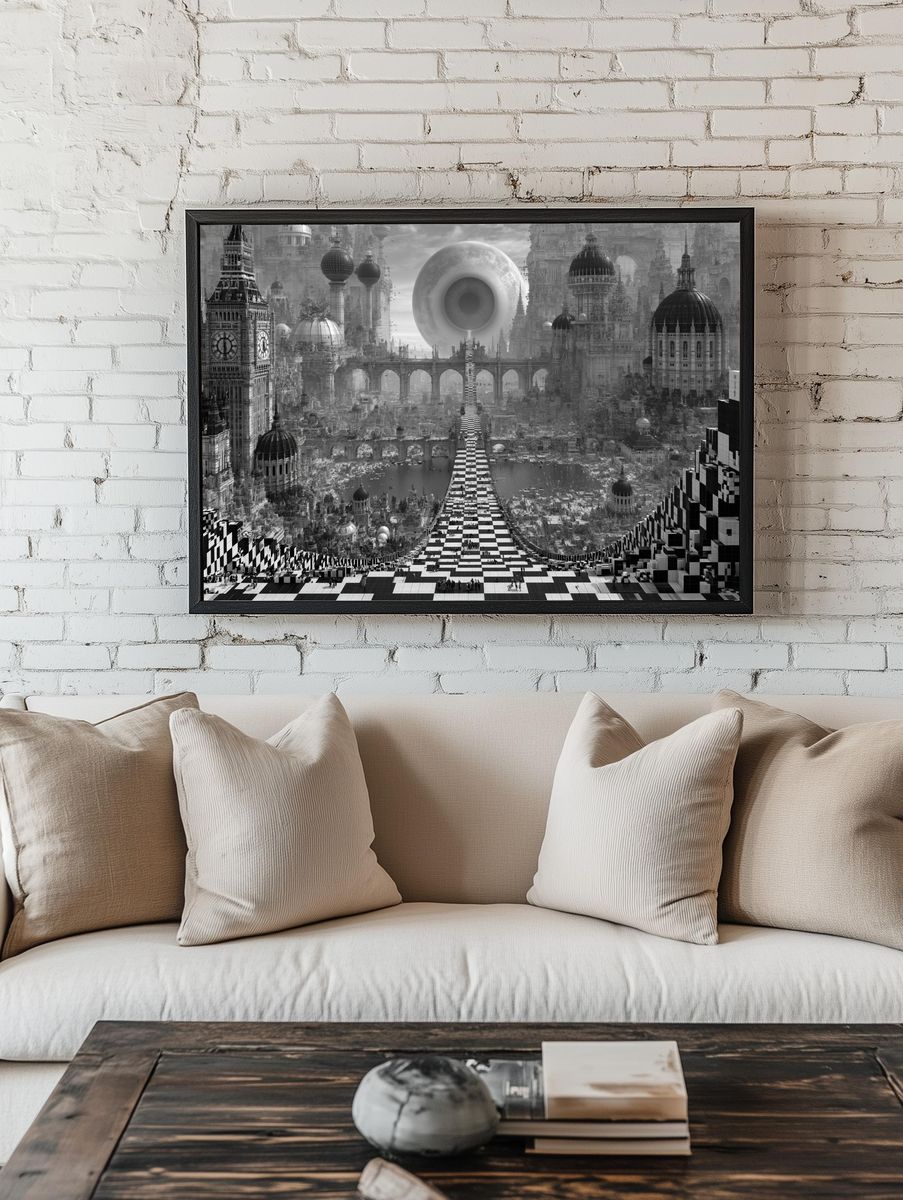 Surreal Cityscape — Fine-Art Print. — room view 1