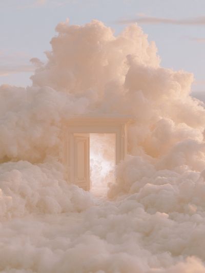 Cloud Doorway Surrealism Print.