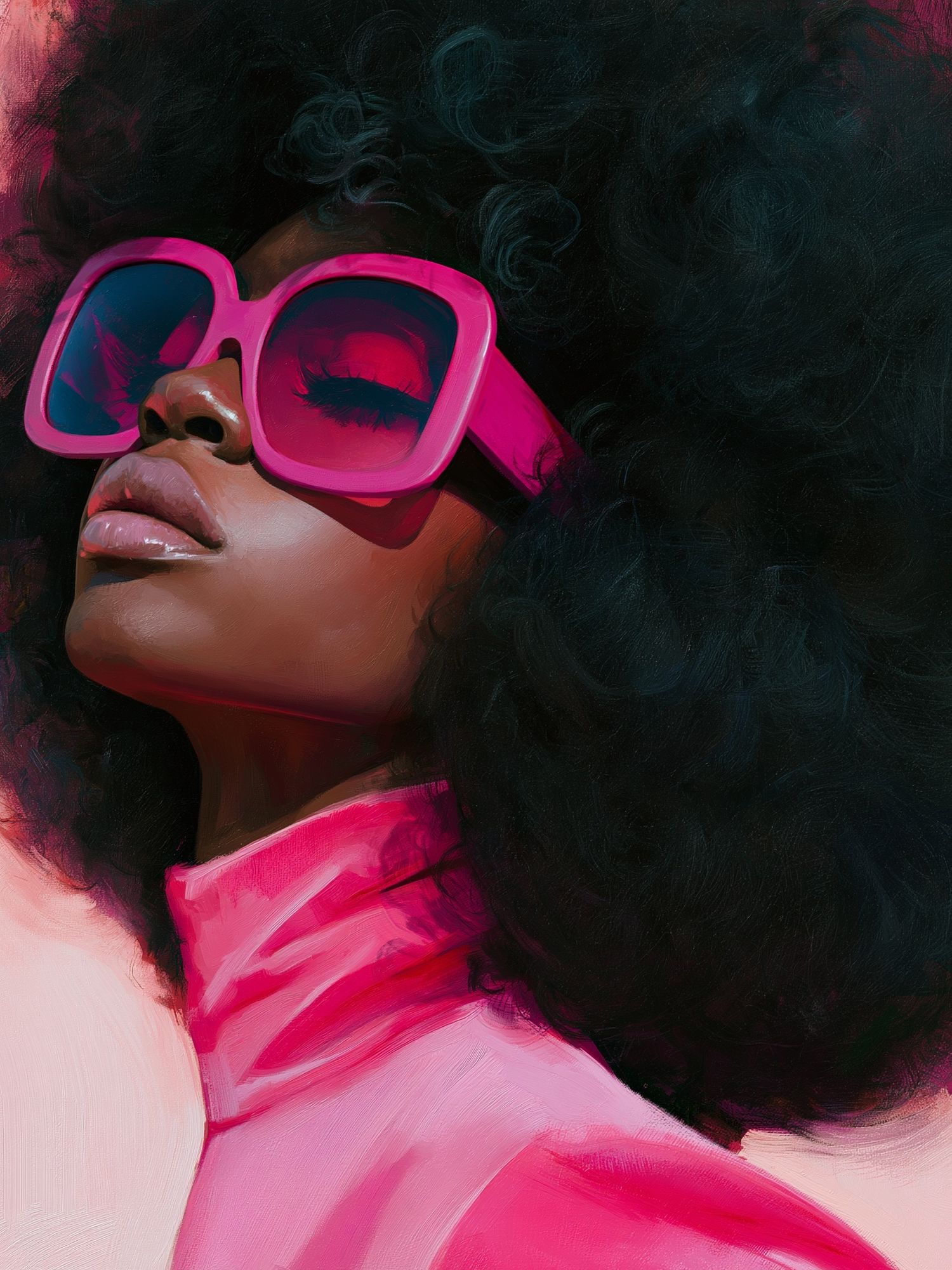 Pink Sunglasses Portrait Print. poster detail