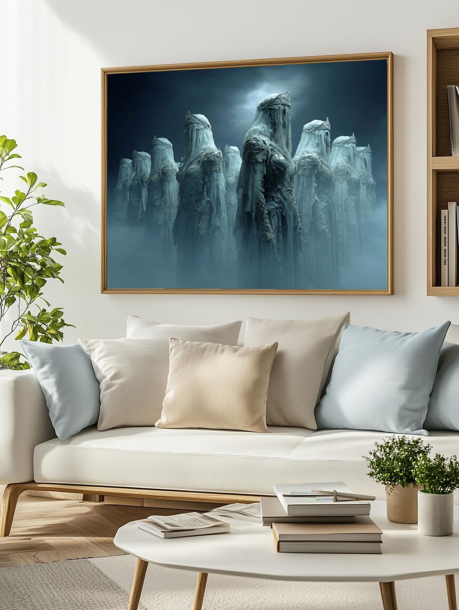 Veiled Statues Surrealism Print. — room view 2