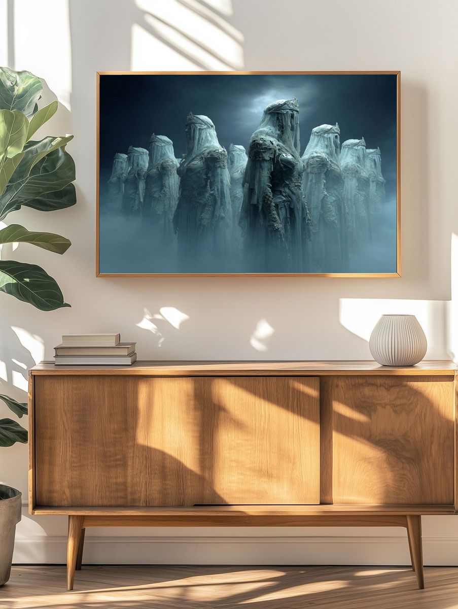 Veiled Statues Surrealism Print. — room view 3