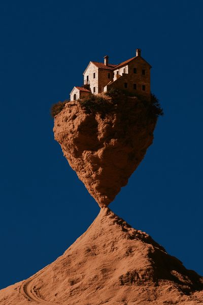 Floating House Surrealism Print.