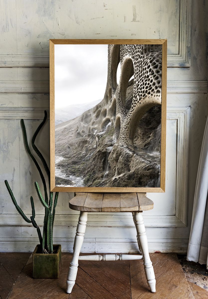 Surreal Stone Canyon Print. — room view 1