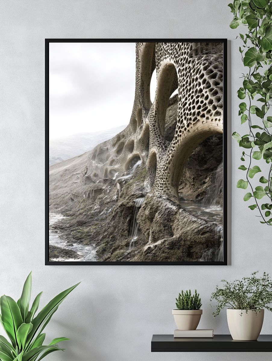 Surreal Stone Canyon Print. — room view 4