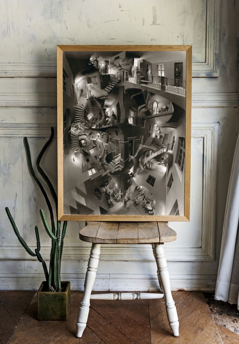 Impossible Staircase Surrealism Print. — room view 1