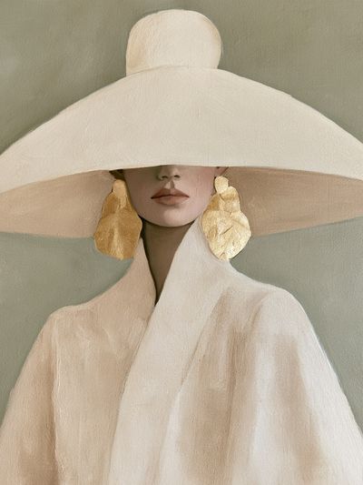 Elegant Hat Portrait Print.