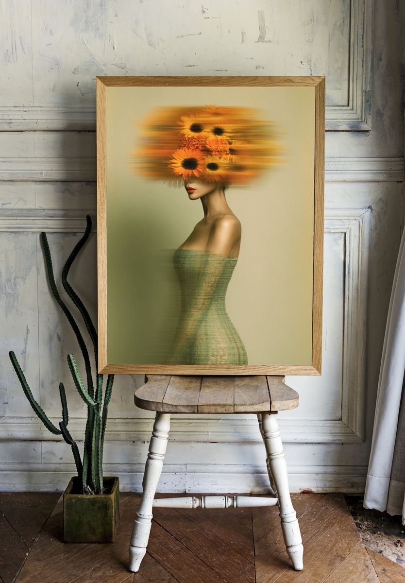 Sunflower Muse Fashion Print. — room view 1