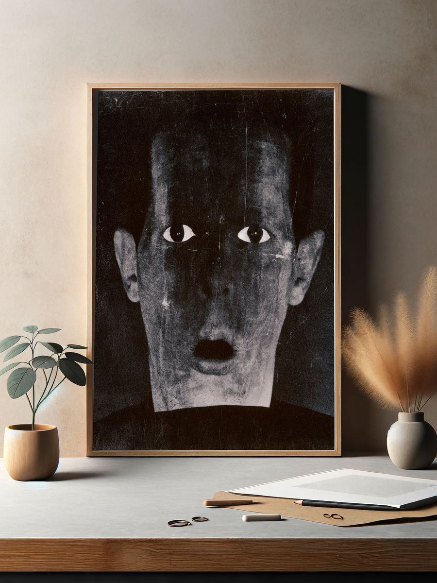 Surreal Face Black-White Poster. — room view 2