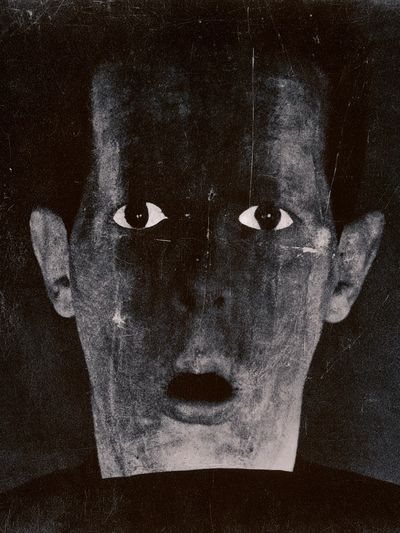 Surreal Face Black-White Poster.
