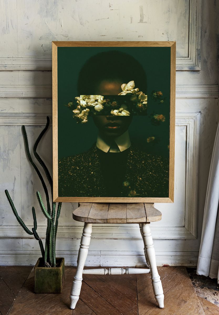 Floral Portrait Surrealism Print. — room view 1