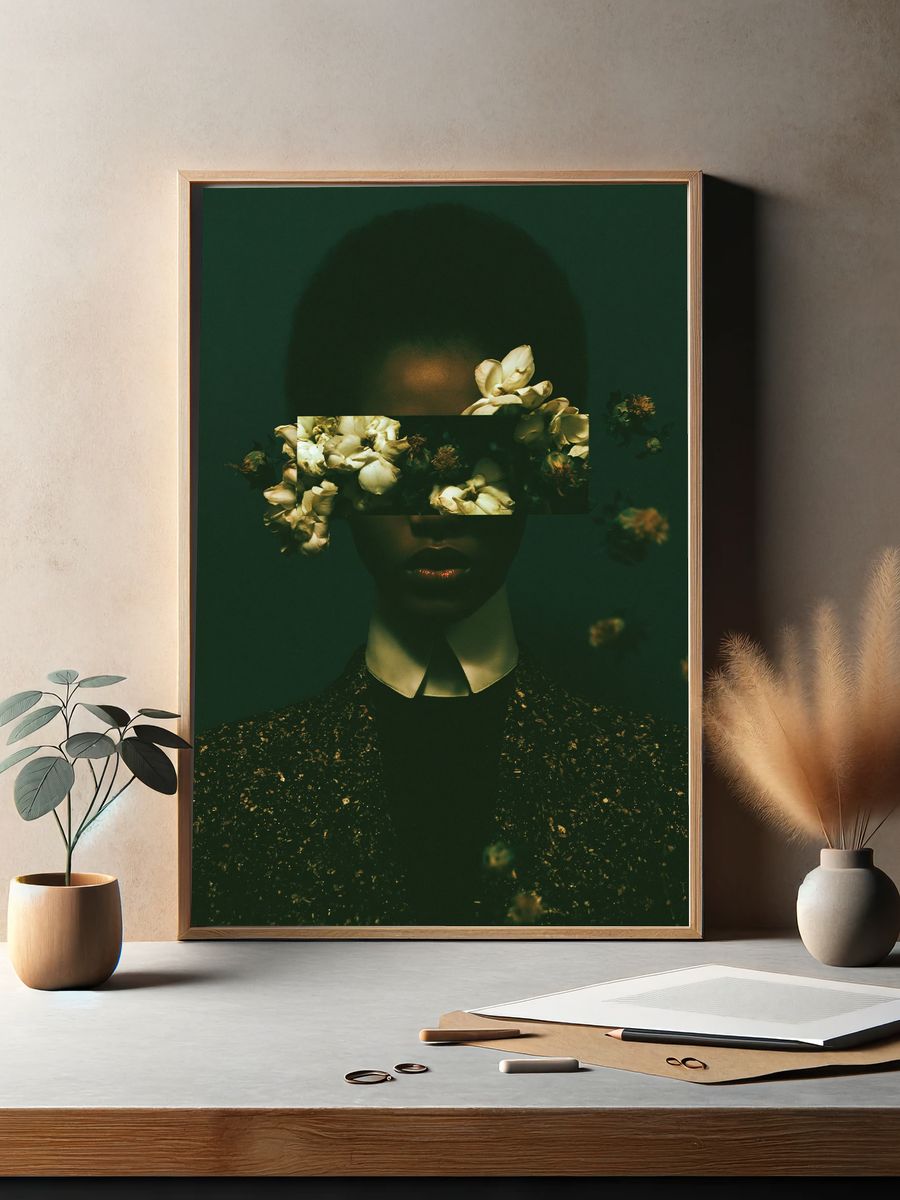 Floral Portrait Surrealism Print. — room view 2