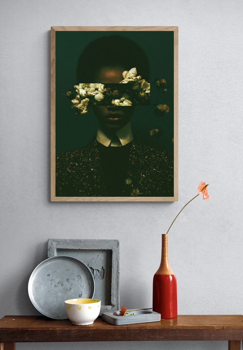 Floral Portrait Surrealism Print. — room view 3