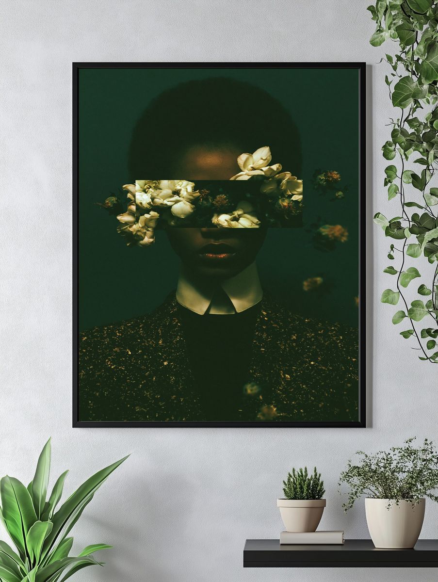 Floral Portrait Surrealism Print. — room view 4
