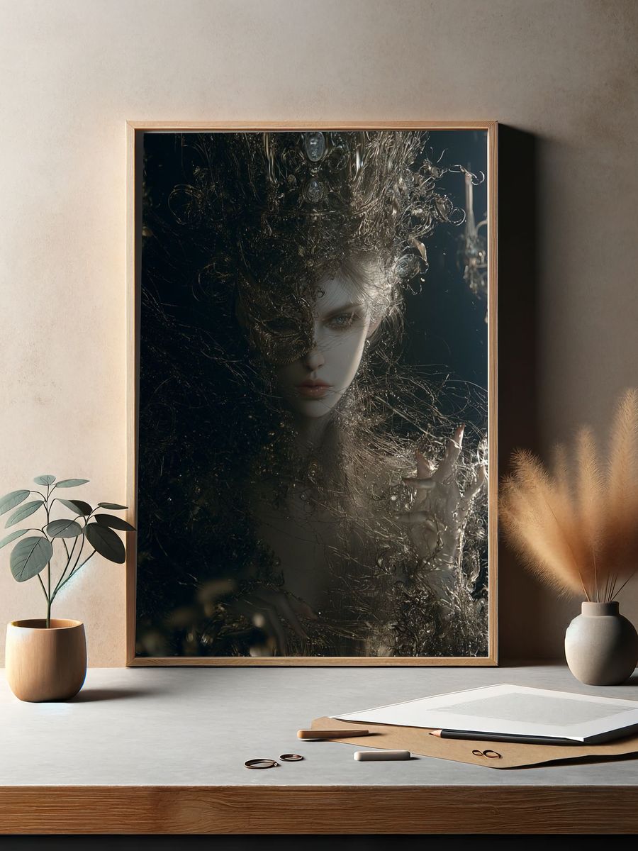 Dark Surreal Portrait Print. — room view 2
