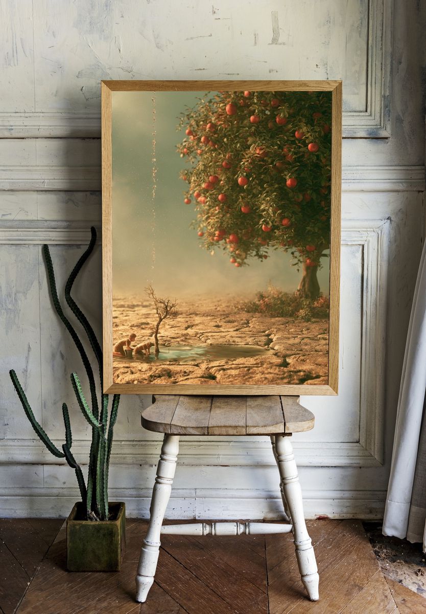 Surreal Apple Tree Dreamscape Print. — room view 1