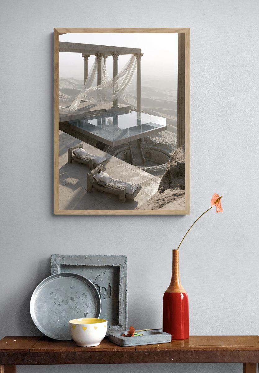 Desert Temple Ruins Print. — room view 3