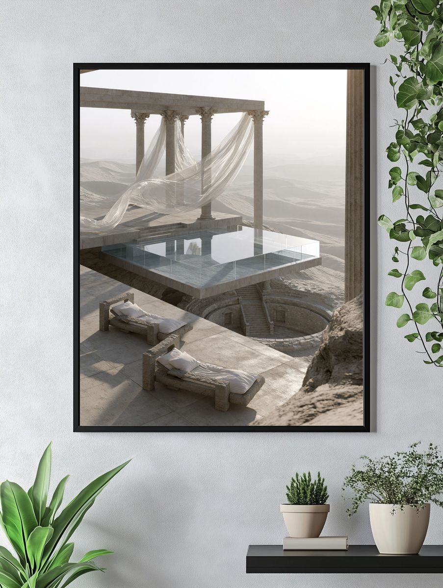Desert Temple Ruins Print. — room view 4