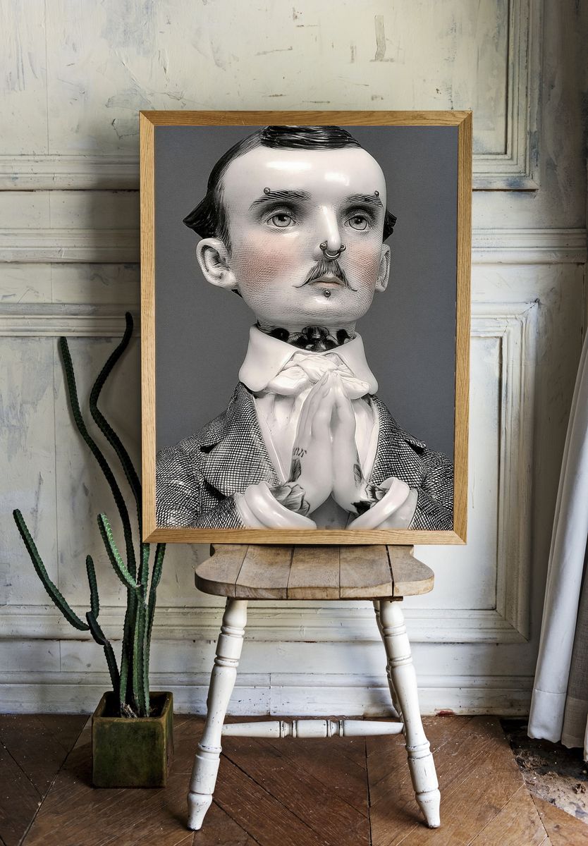 Surreal Victorian Portrait Print. room preview