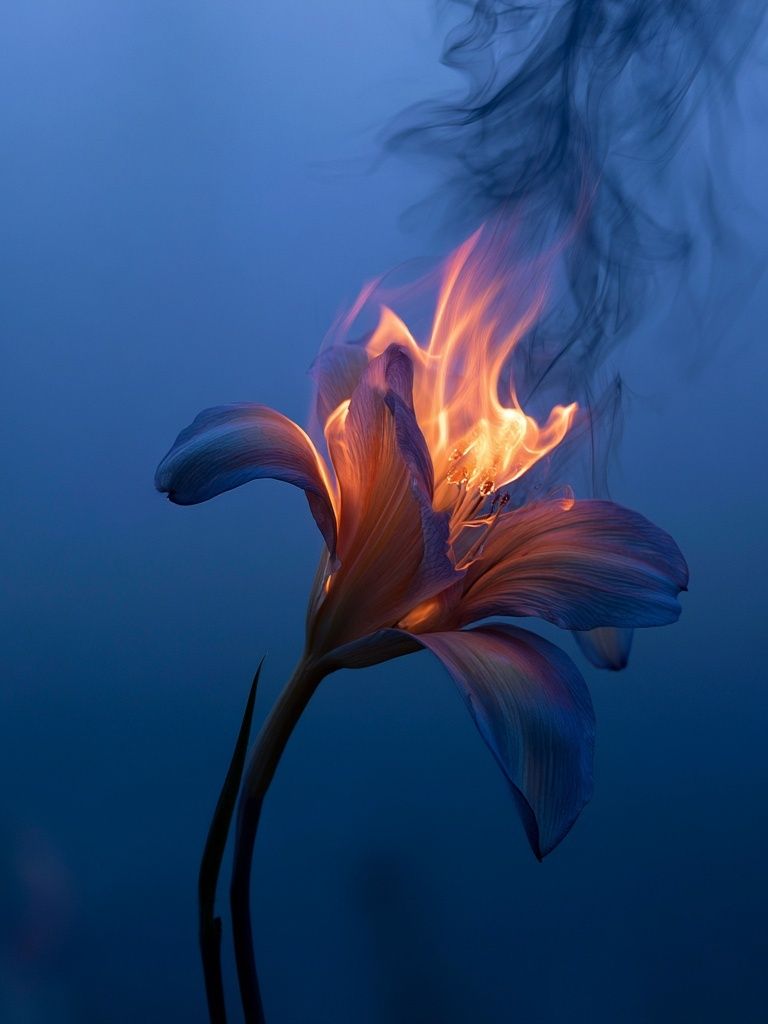 Burning Lily Surrealism Print. poster — fine-art art