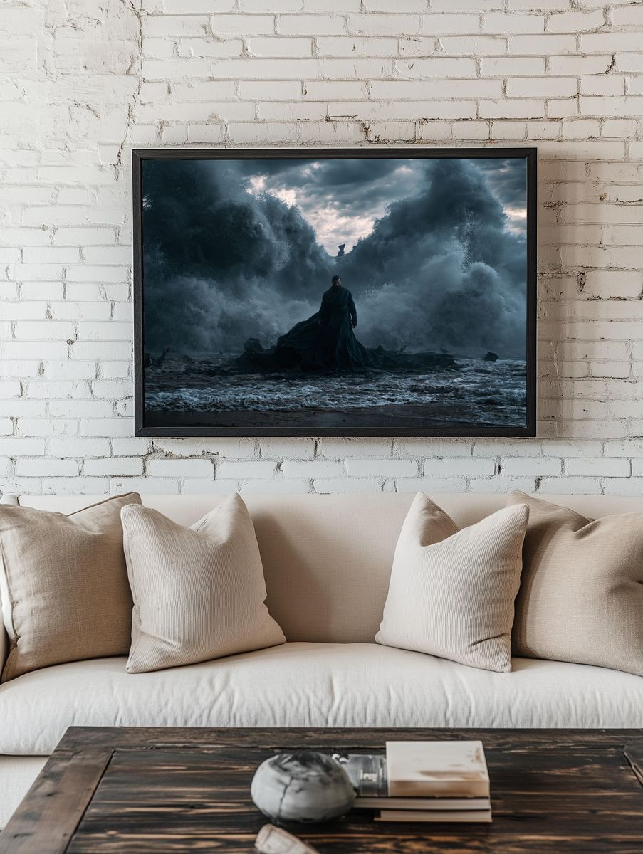 Stormy Sea Figure — Surreal Print. room preview
