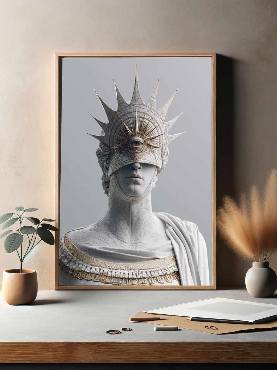 Celestial Marble Bust Surrealism Print. — room view 2