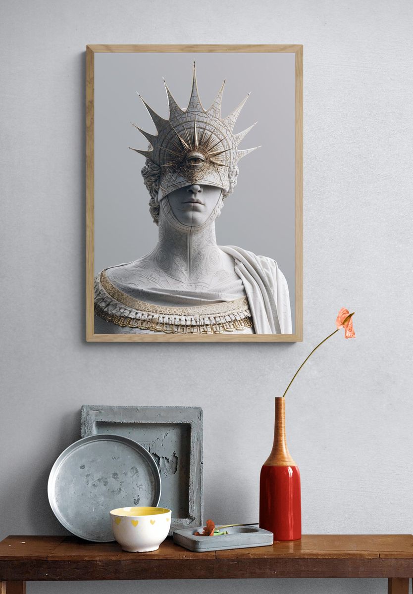 Celestial Marble Bust Surrealism Print. — room view 3