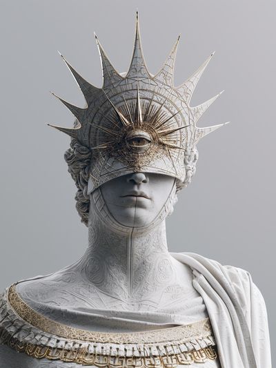 Celestial Marble Bust Surrealism Print. poster
